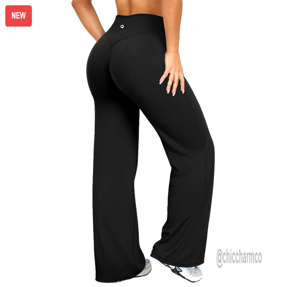 High Waist Straight Leg Yoga Pants Stretch Soft Casual Bottoms